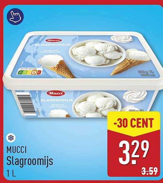 Mucci Slagroomijs 1 l. -30 CENT