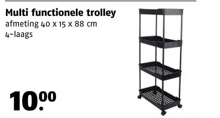 Multi functionele trolley afmeting 40 x 15 x 88 cm 4-laags
