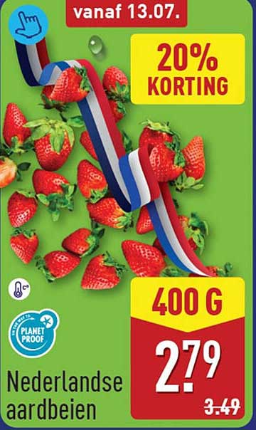 Nederlandse aardbeien 20% KORTING