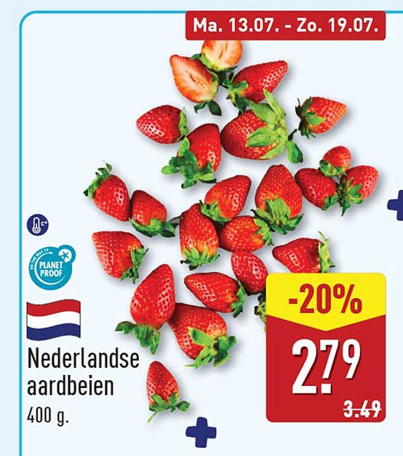 Nederlandse aardbeien 400 g. -20%