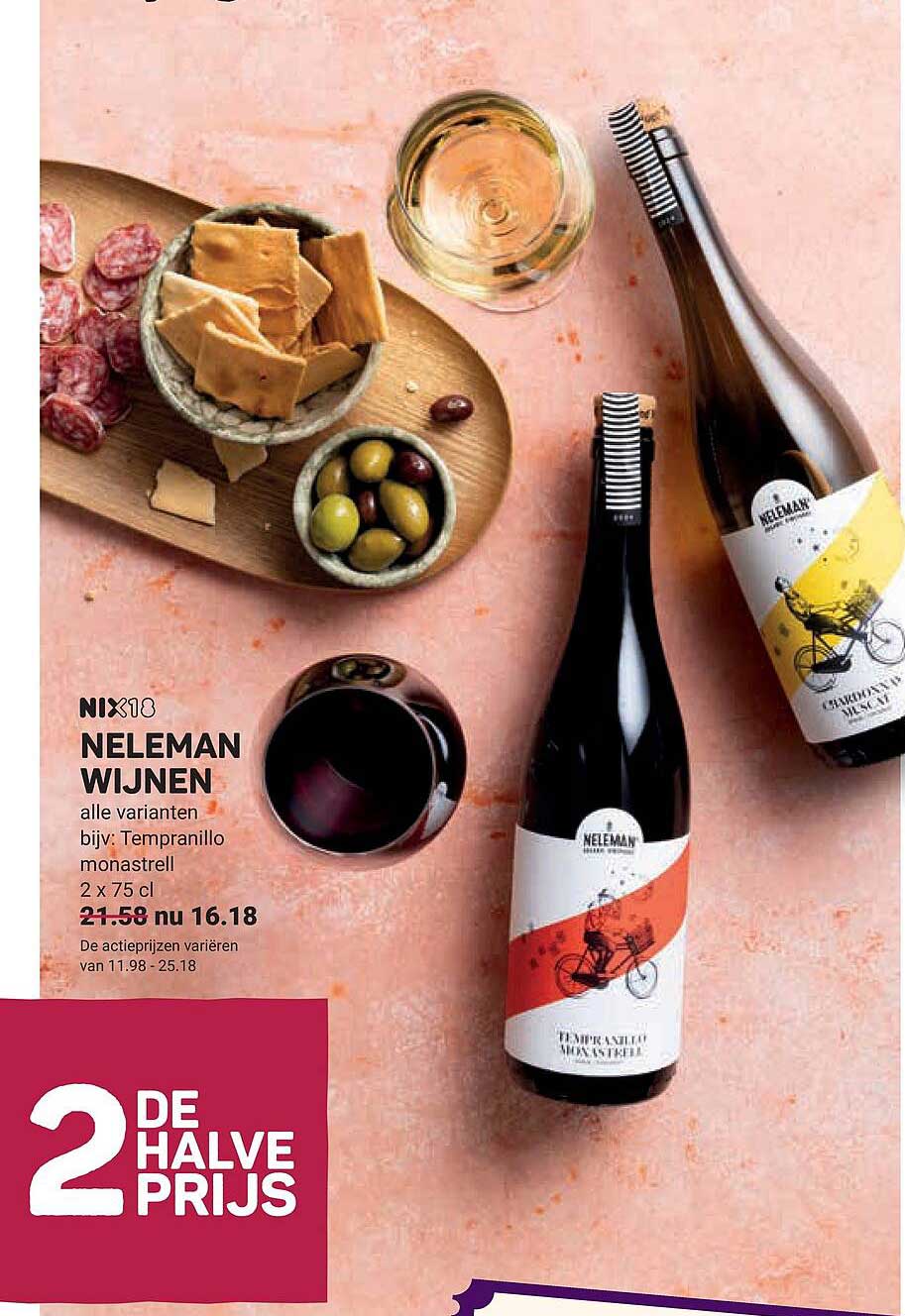 NELEMAN WIJNEN alle varianten bijv: Tempranillo monastrell 2 x 75 cl 2e halve prijs