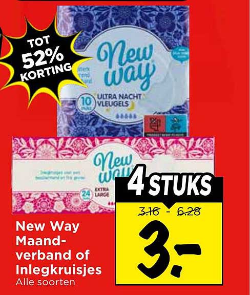 New Way Maandverband of Inlegkruisjes Alle soorten 4 stuks
