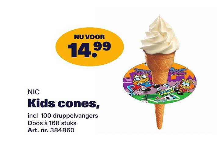 NIC Kids cones, incl 100 druppelvangers Doos à 168 stuks Art. nr. 384860