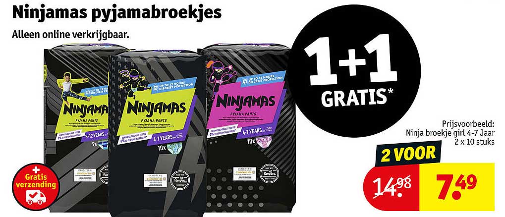 Ninjamas pyjamabroekjes 1+1 GRATIS*