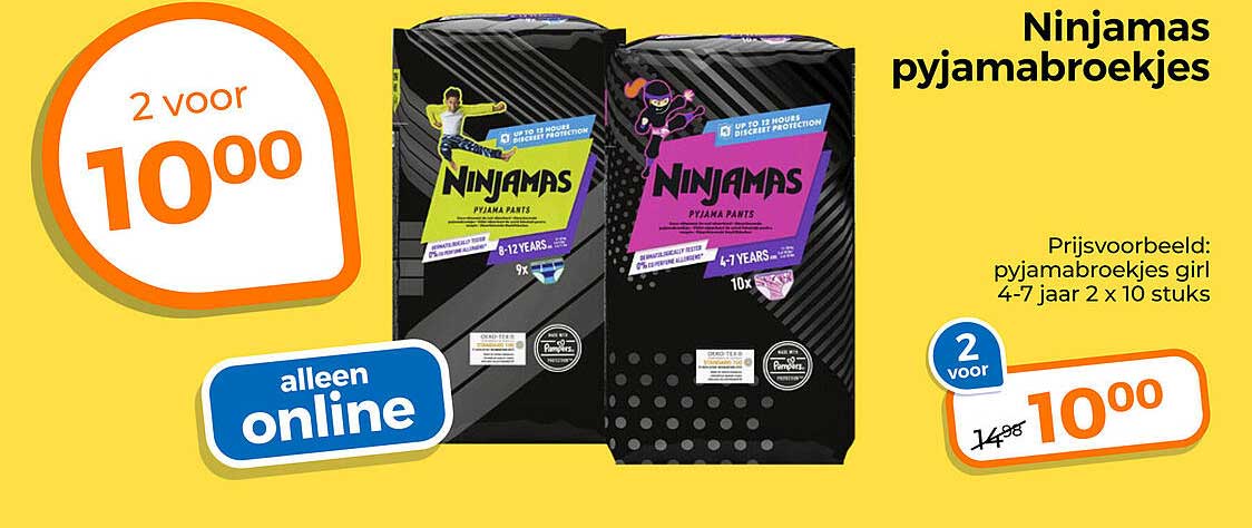Ninjamas pyjamabroekjes 2 voor 10,00