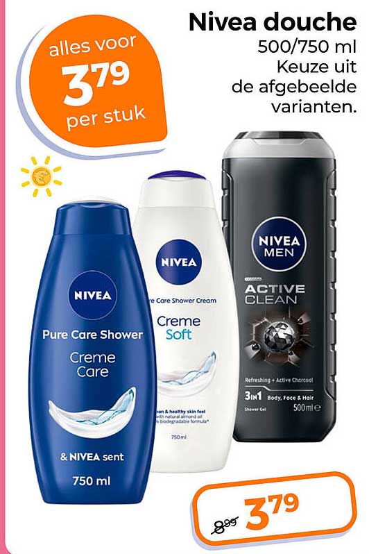 Nivea douche 500/750 ml Keuze uit de afgebeelde varianten.
