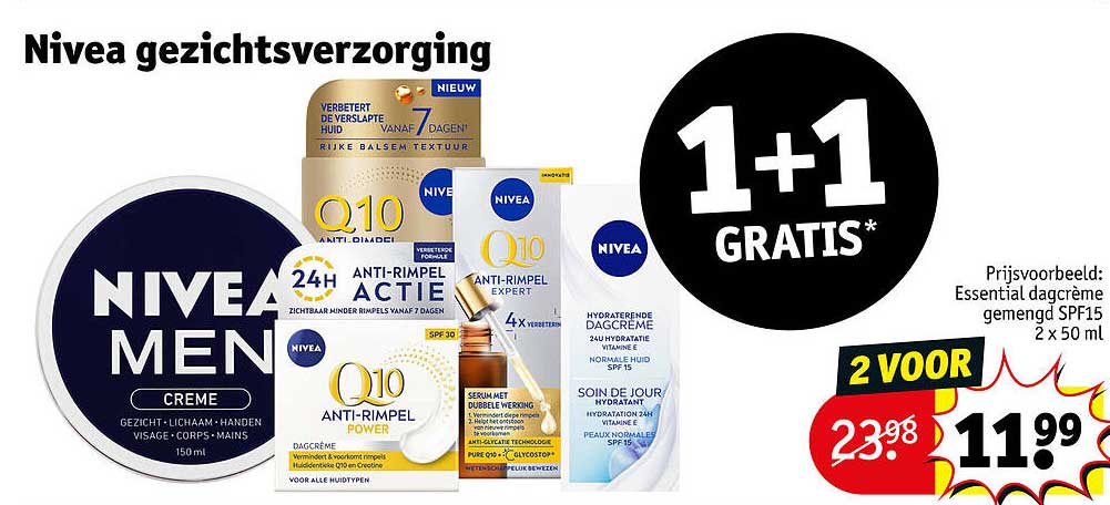 Nivea gezichtsverzorging 1+1 GRATIS*
