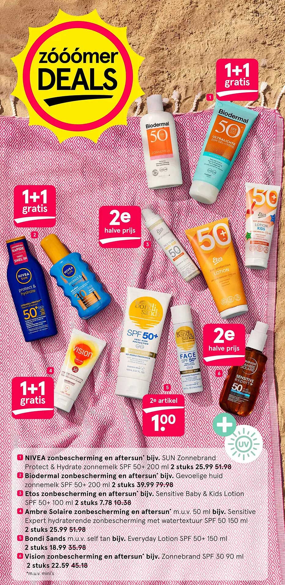 NIVEA zonbescherming en aftersun* bijv. SUN Zonnebrand Protect & Hydrate zonnemelk SPF 50+ 200 ml 2 stuks 25.99 51.98 1+1 gratis