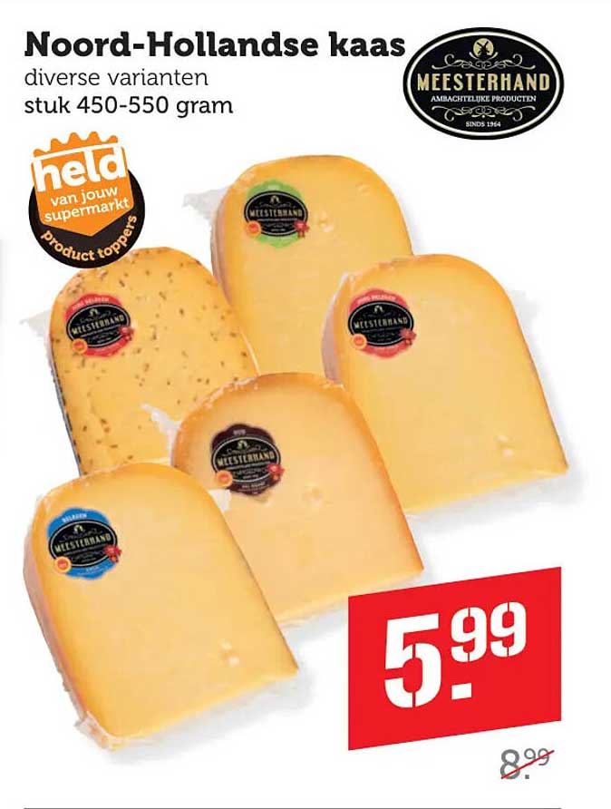 Noord-Hollandse kaas diverse varianten stuk 450-550 gram