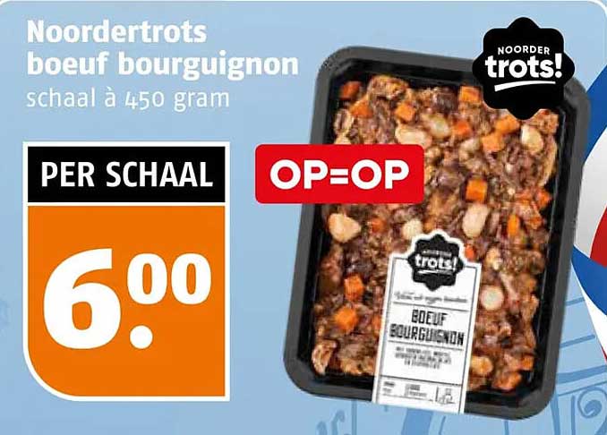 Noordertrots boeuf bourguignon schaal à 450 gram OP=OP