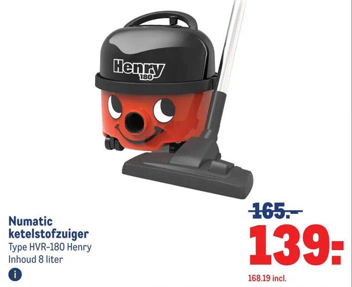 Numatic ketelstofzuiger Type HVR-180 Henry Inhoud 8 liter