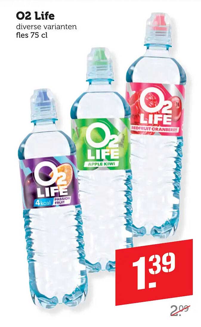 O2 Life diverse varianten fles 75 cl