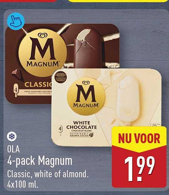 OLA 4-pack Magnum Classic, white of almond. 4x100 ml.