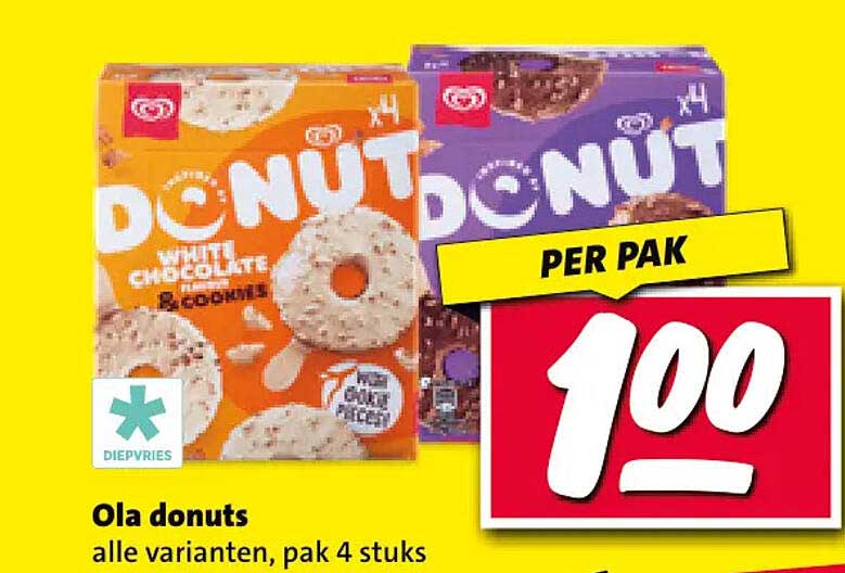 Ola donuts alle varianten, pak 4 stuks
