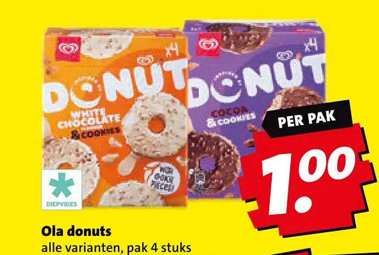 Ola donuts alle varianten, pak 4 stuks