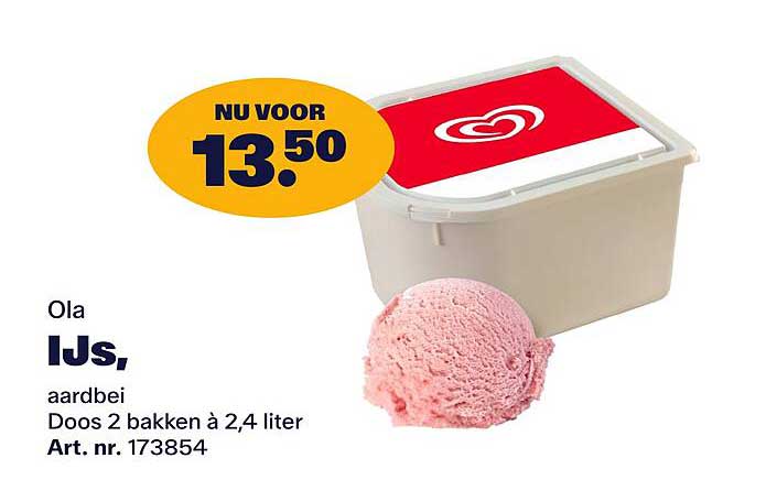 Ola IJs, aardbei Doos 2 bakken à 2,4 liter