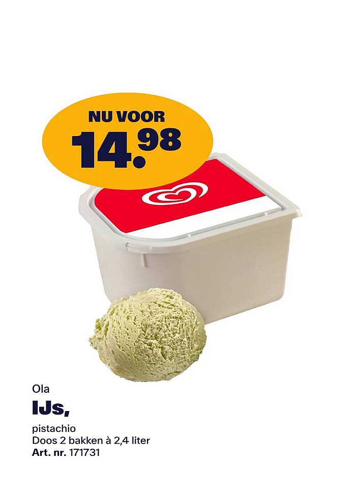 Ola IJs, pistachio Doos 2 bakken à 2,4 liter