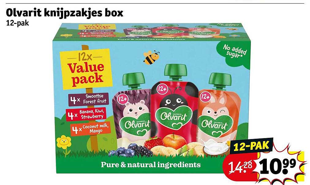 Olvarit knijpzakjes box 12-pak