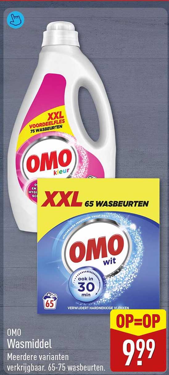 OMO Wasmiddel Meerdere varianten verkrijgbaar. 65-75 wasbeurten. OP=OP