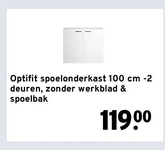 Optifit spoelonderkast 100 cm -2 deuren, zonder werkblad & spoelbak