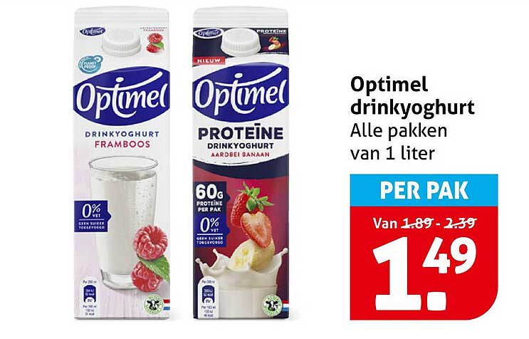 Optimel drinkyoghurt Alle pakken van 1 liter PER PAK