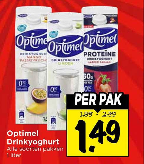 Optimel Drinkyoghurt Alle soorten pakken 1 liter PER PAK