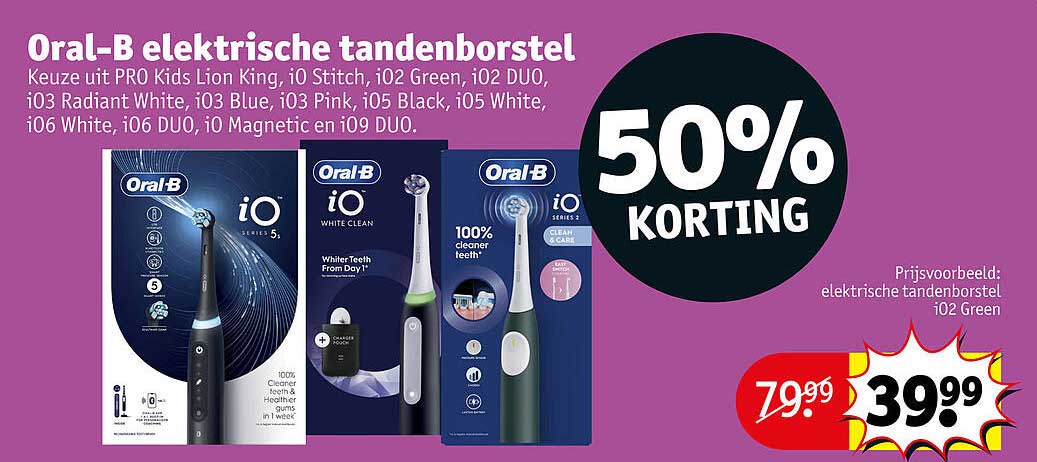 Oral-B elektrische tandenborstel 50% korting