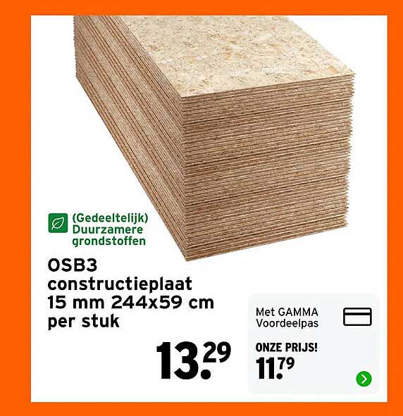 OSB3 constructieplaat 15 mm 244x59 cm per stuk