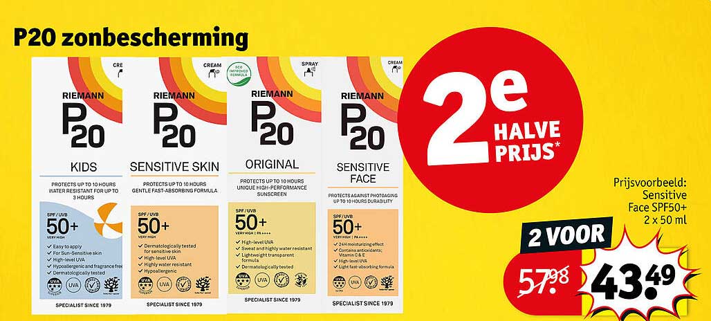 P20 zonbescherming 2e halve prijs