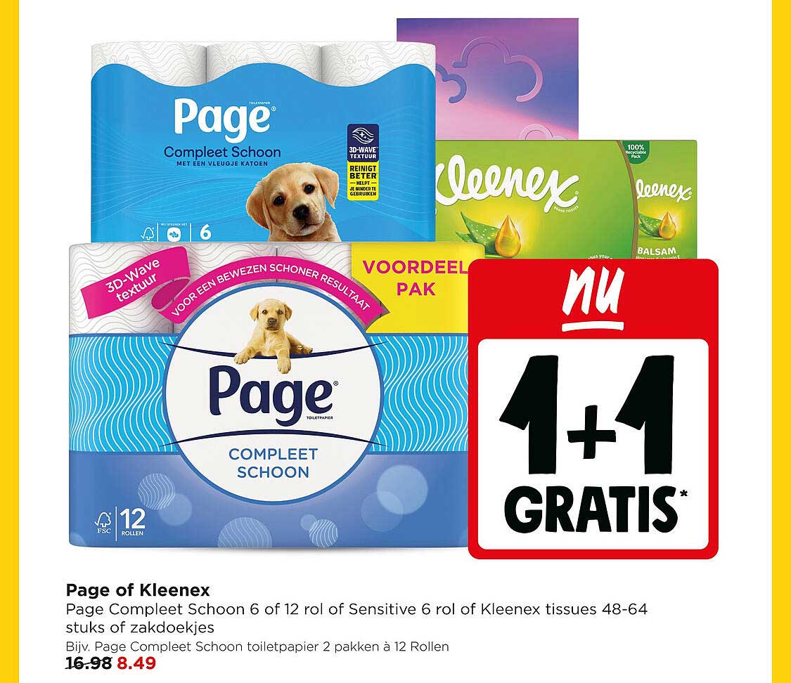 Page of Kleenex 1+1 gratis