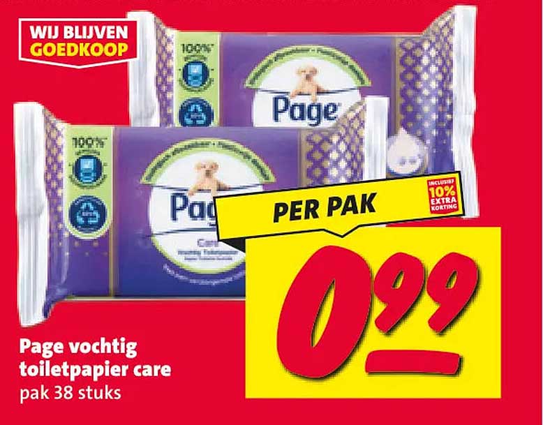 Page vochtig toiletpapier care pak 38 stuks