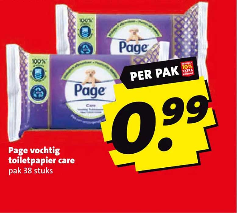 Page vochtig toiletpapier care pak 38 stuks PER PAK