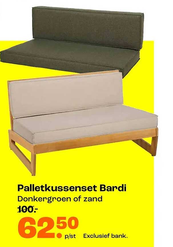 Palletkussenset Bardi Donkergroen of zand