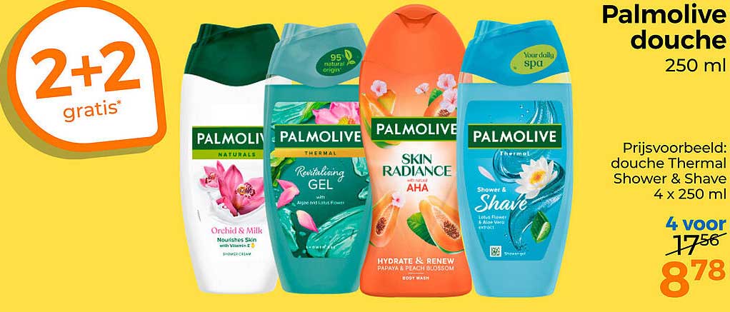 Palmolive douche 250 ml 2+2 gratis*