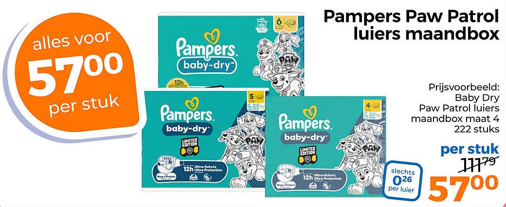 Pampers Paw Patrol luiers maandbox
