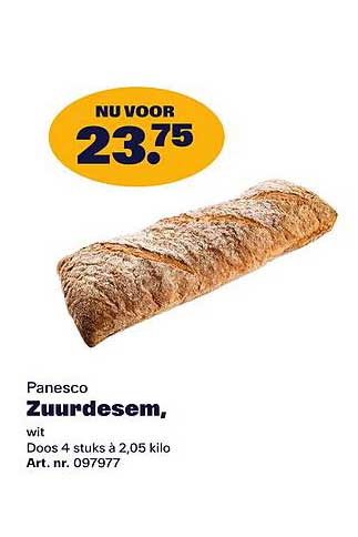 Panesco Zuurdesem, wit Doos 4 stuks á 2,05 kilo Art. nr. 097977