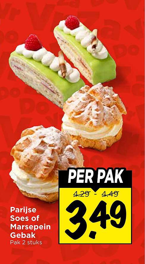 Parijse Soes of Marsepein Gebak Pak 2 stuks PER PAK