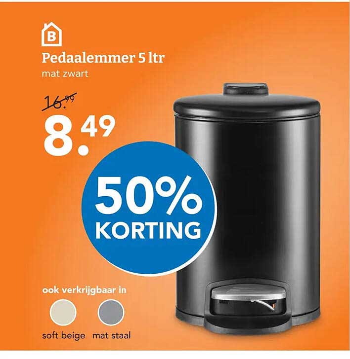Pedaalemmer 5 ltr mat zwart