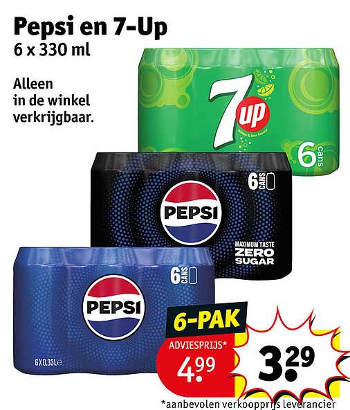 Pepsi en 7-Up 6 x 330 ml