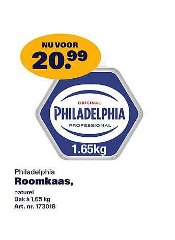 Philadelphia Roomkaas, naturel Bak à 1,65 kg Art. nr. 173018