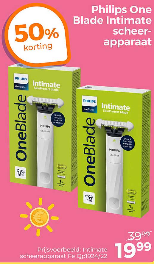 Philips One Blade Intimate scheerapparaat 50% korting