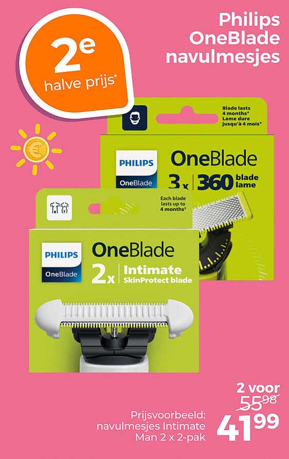Philips OneBlade navulmesjes 2e halve prijs