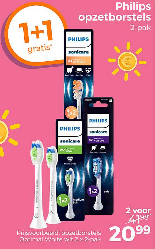 Philips opzetborstels 2-pak 1+1 gratis