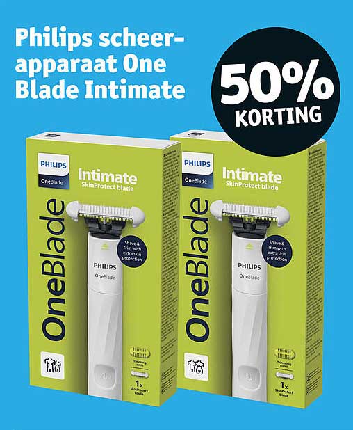 Philips scheerapparaat One Blade Intimate 50% KORTING