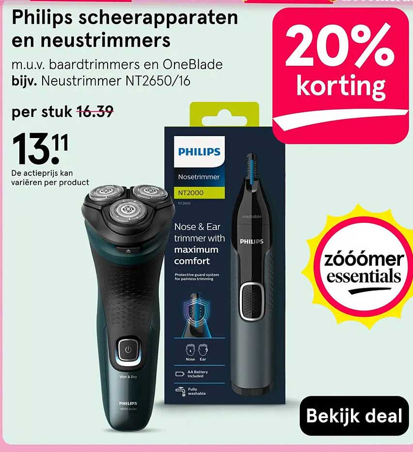 Philips scheerapparaten en neustrimmers 20% korting