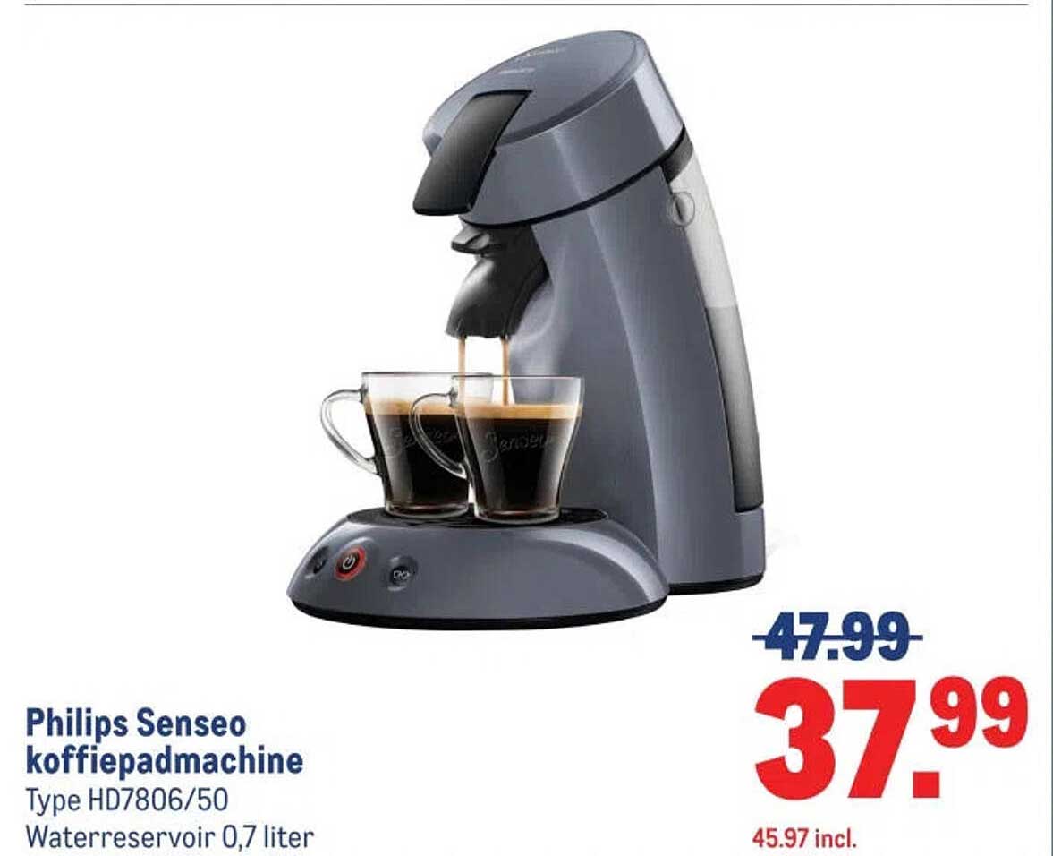 Philips Senseo koffiepadmachine Type HD7806/50 Waterreservoir 0,7 liter