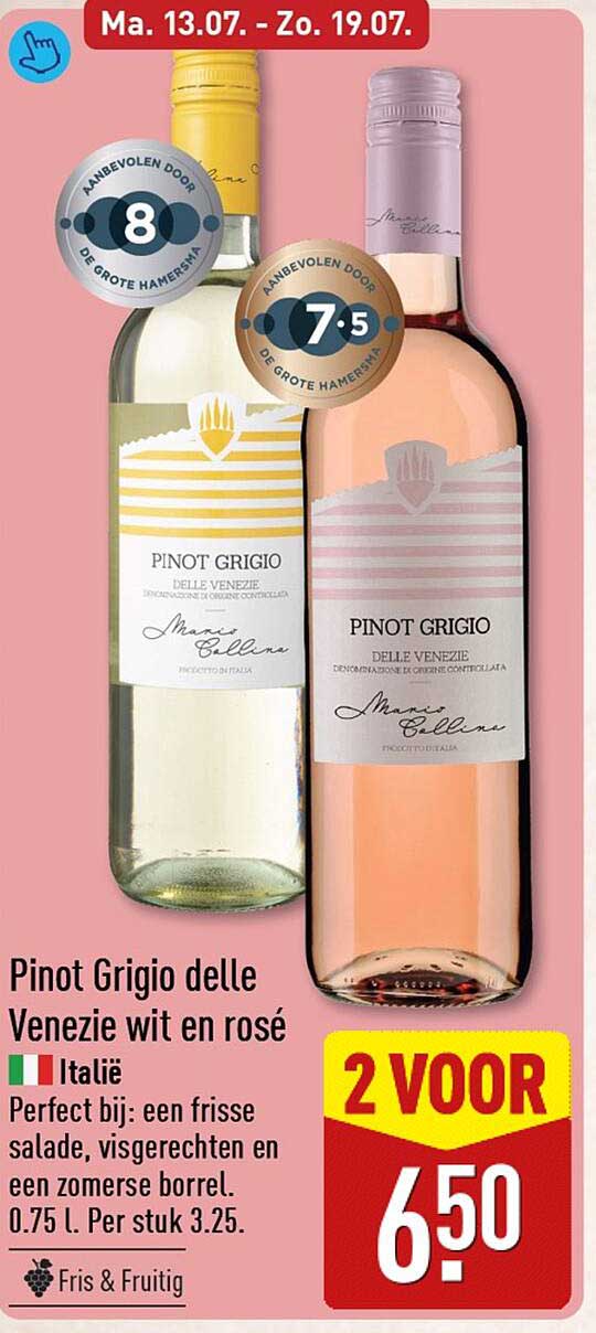Pinot Grigio delle Venezie wit en rosé 2 voor 6.50
