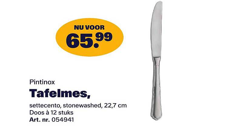 Pintinox Tafelmess, settecento, stonewashed, 22,7 cm Doos à 12 stuks Art. nr. 054941