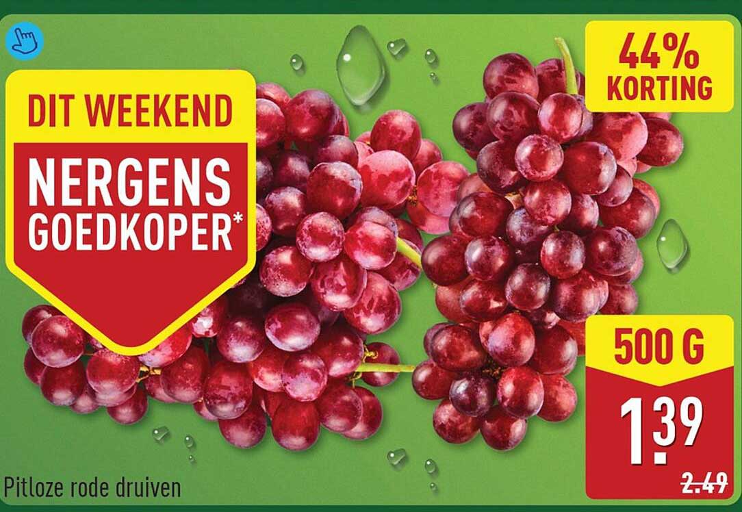 Pitloze rode druiven 44% korting