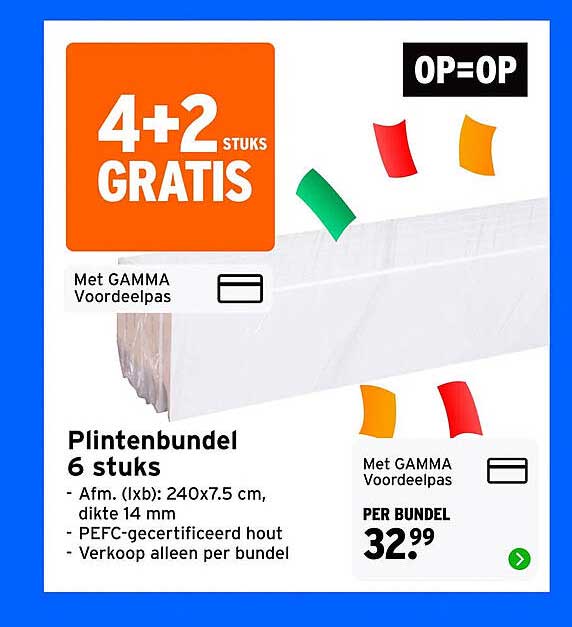 Plintenbundel 6 stuks 4+2 stuks gratis
